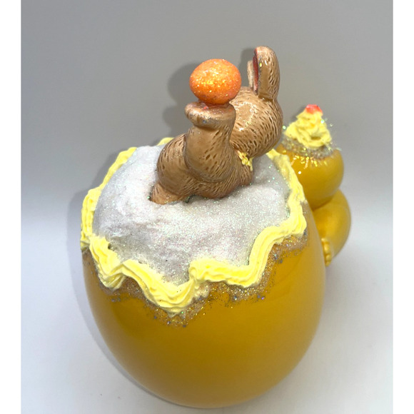 Vintage Chick Holding Egg Plante & Tumbling Bunny Deb O. Original Designs OOAK - Picture 12 of 16